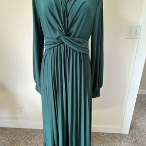 Nina Leonard Women's Green Dress V-Neck Long Sleeve Formal Standard Size S​